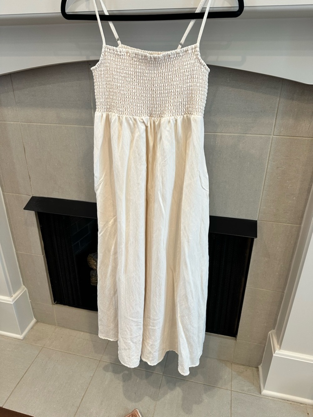 Z Supply Cream Smocked Midi Sundress